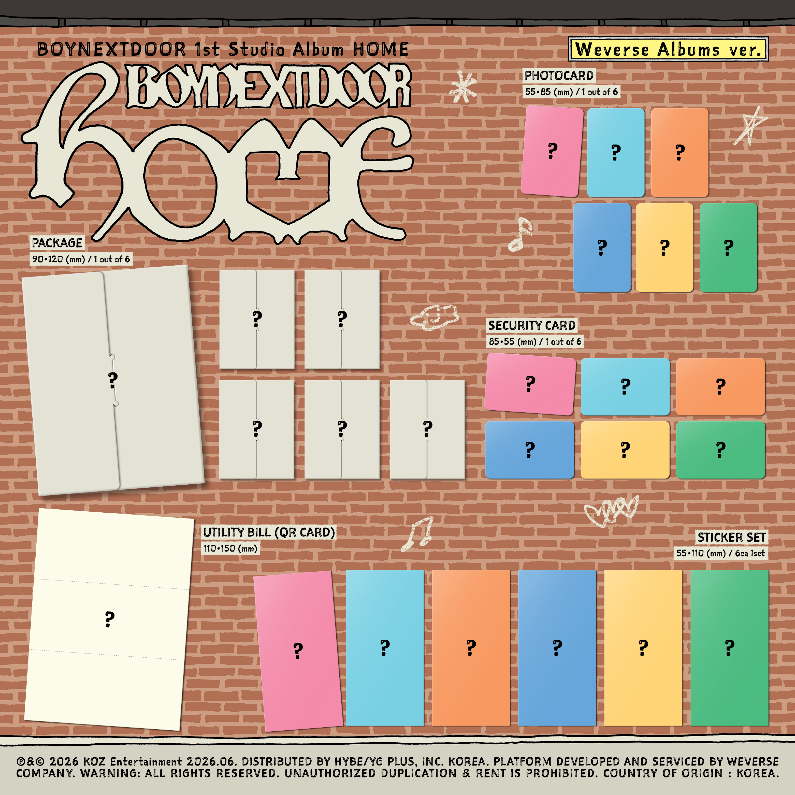 BOYNEXTDOOR - 1st Studio Album [HOME] (Weverse Albums ver.) (Random) + Weverse Gift (WS)