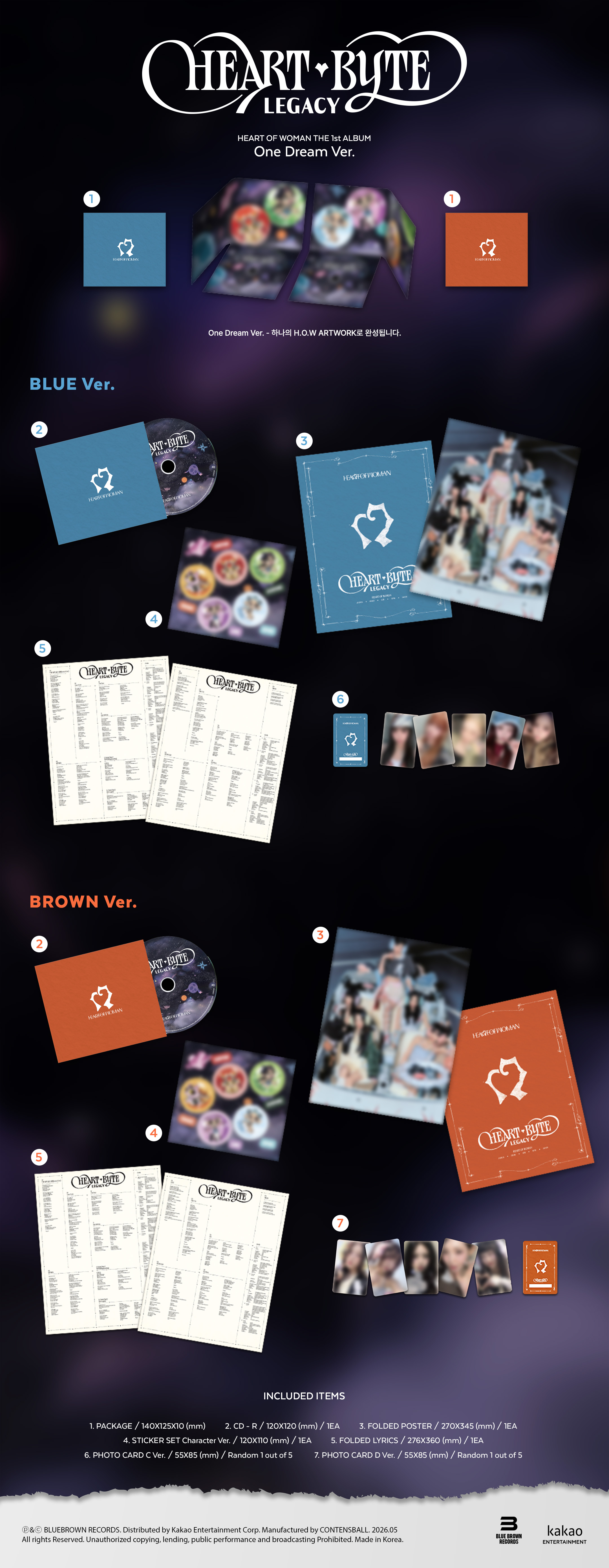 HEART OF WOMAN - THE 1st ALBUM [Heart Byte : LEGACY] (One Dream ver.) (Blue ver. / Brown ver.) (Random Ver.)