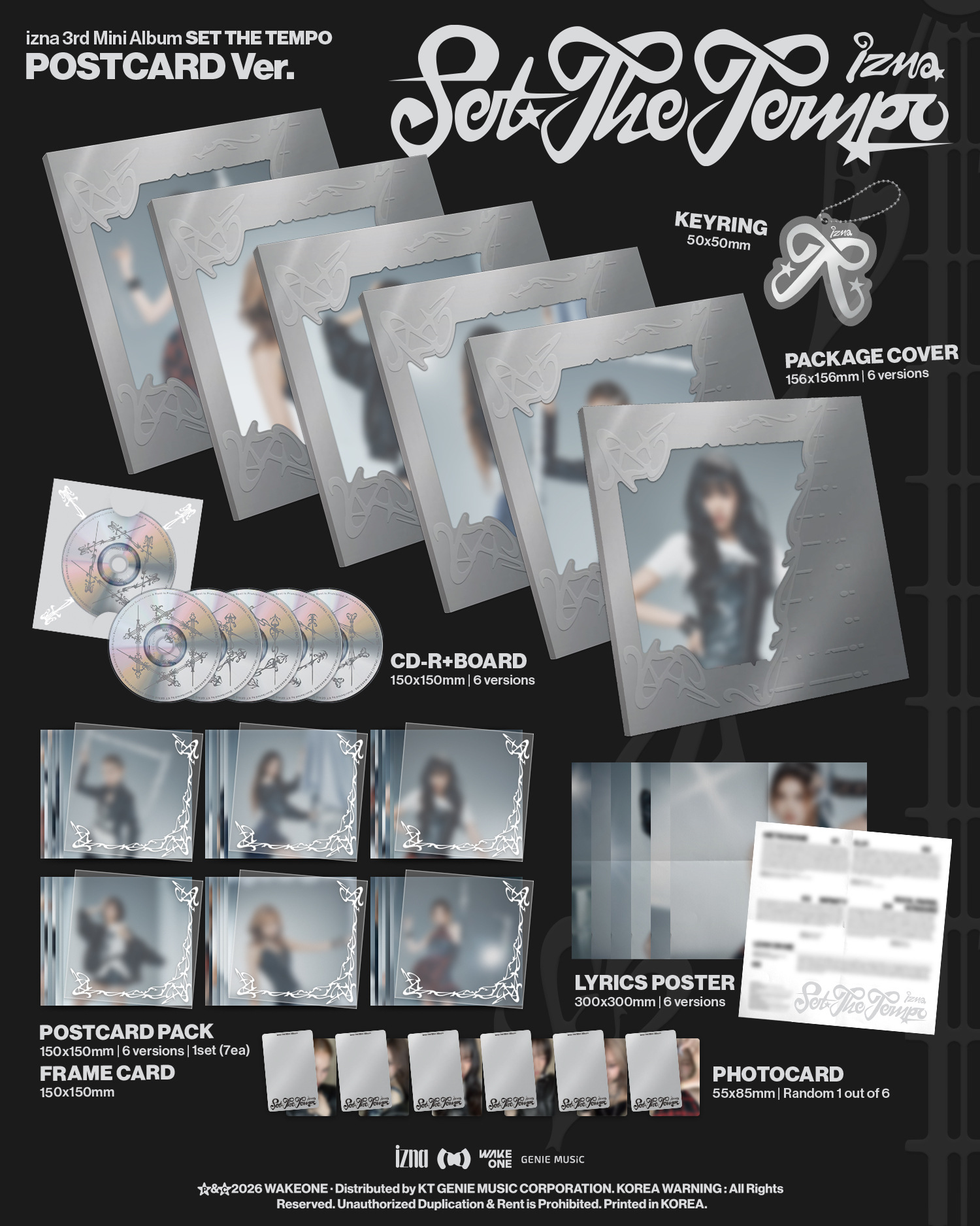 izna - 3rd Mini Album [SET THE TEMPO] POSTCARD Ver. (Random Ver.) + Random Photocard (APPLE MUSIC)