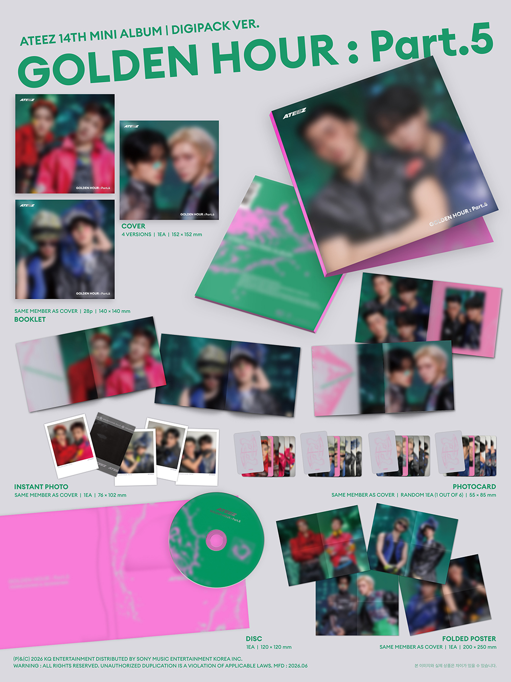 ATEEZ - 14th Mini [GOLDEN HOUR : Part.5] (DIGIPACK UNIT VER.) (Random Ver.)