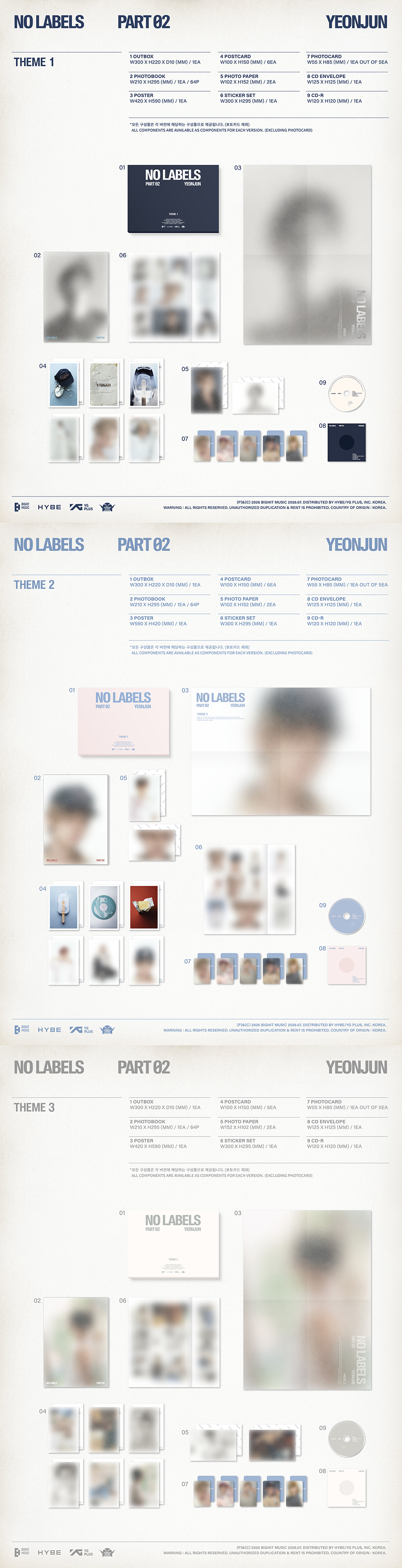 YEONJUN - NO LABELS: PART 02 (THEME 1 / THEME 2/ THEME 3) (Random Ver.) + Random Photocard (BDM)