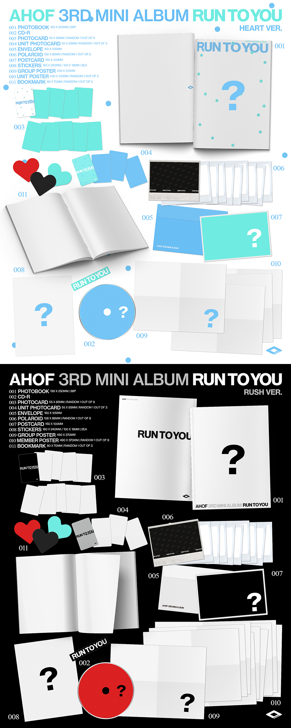 AHOF - 3RD MINI ALBUM [RUN TO YOU] (PHOTOBOOK Ver.) (HEART Ver. / RUSH Ver.) (Random Ver.)