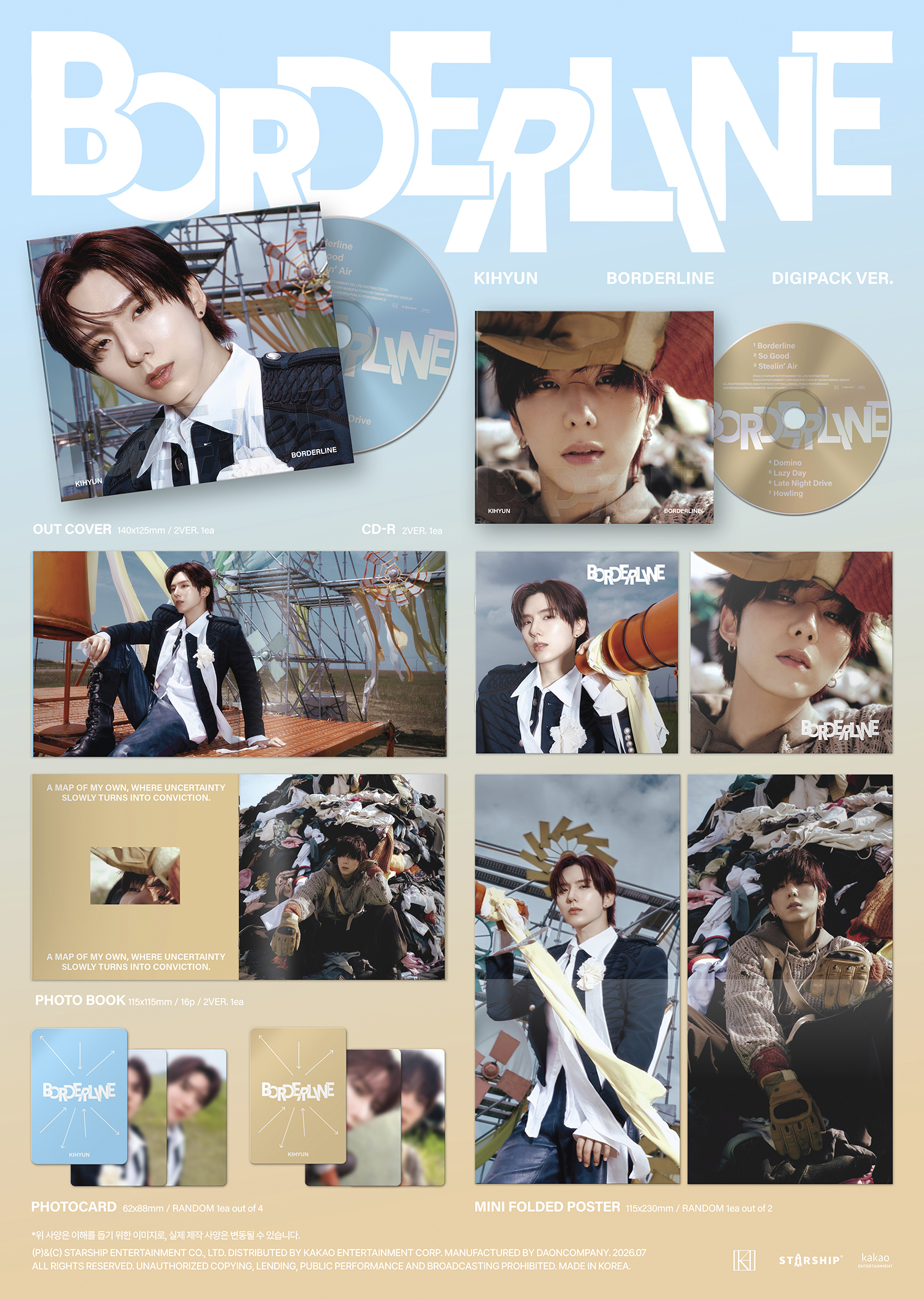 KIHYUN (MONSTA X) - EP [BORDERLINE] (DIGIPACK VER.) (Random Ver.)