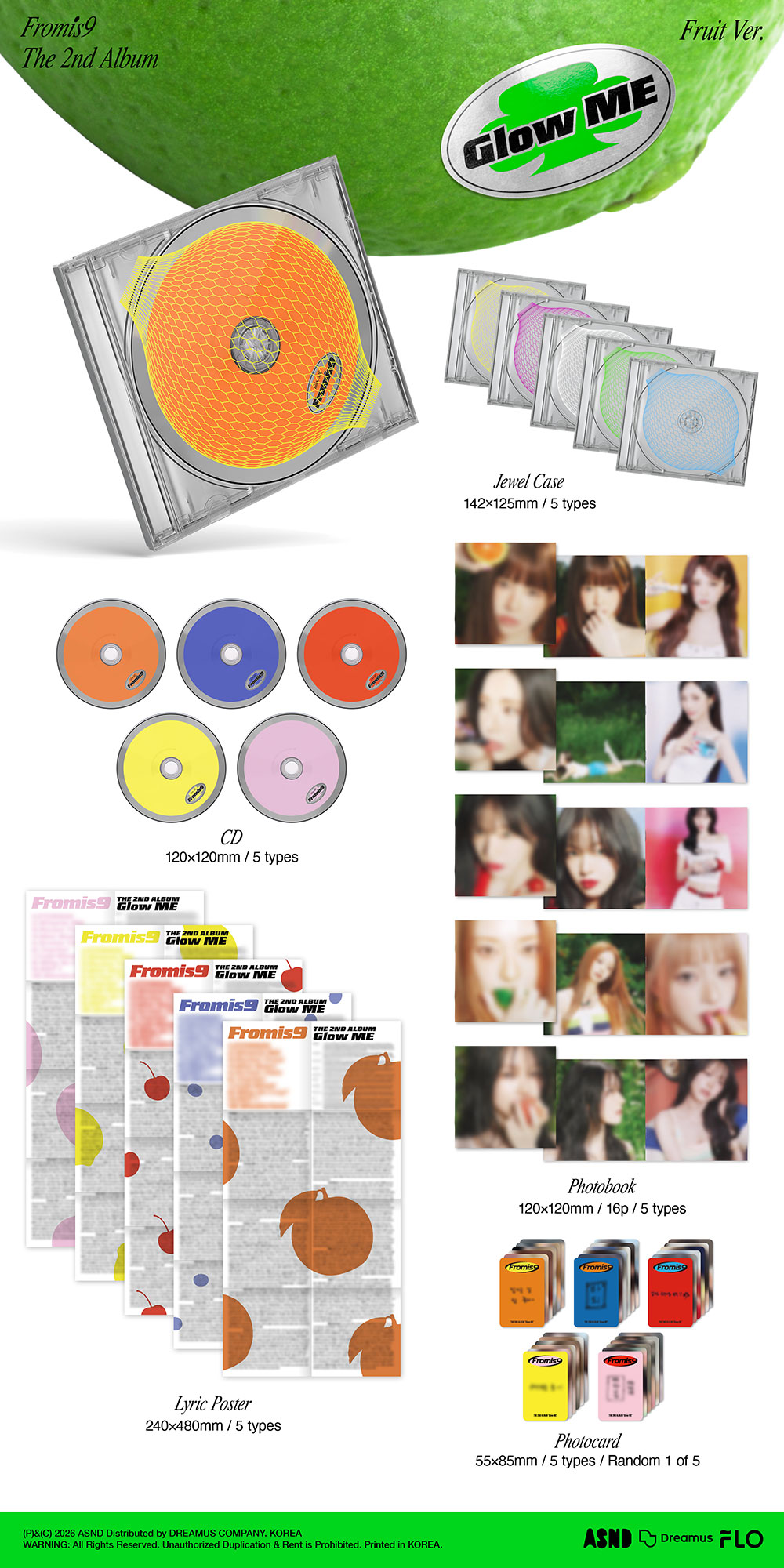 fromis_9 - 2nd Album 'Glow Me' (Fruit Ver.) (Random Ver.)