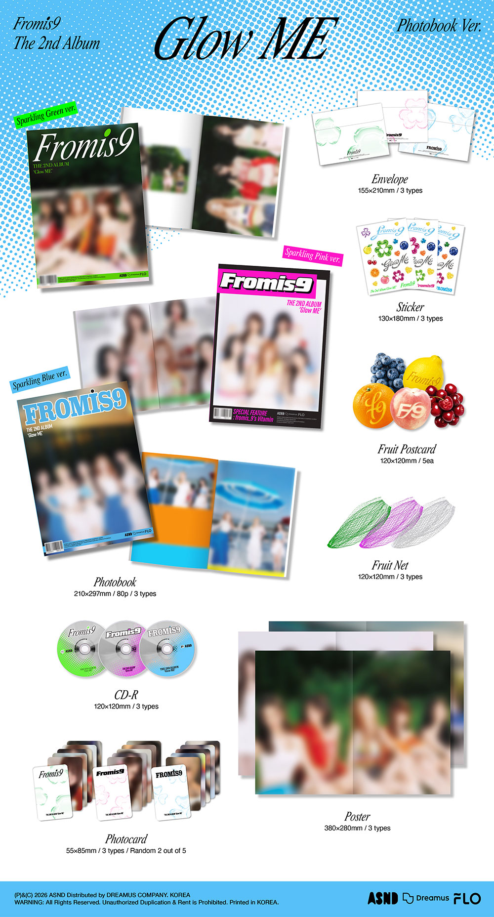 fromis_9 - 2nd Album 'Glow Me' (Photobook Ver.) (Random Ver.) + Random Photocard (APPLE MUSIC)
