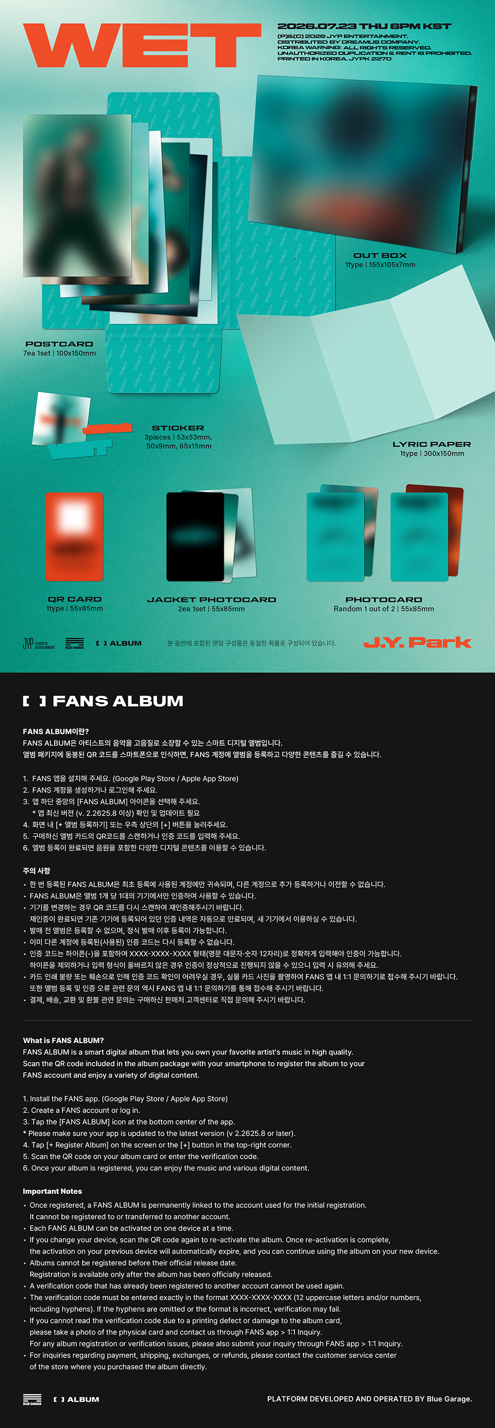 J.Y. Park - WET (FANS ALBUM Ver.)