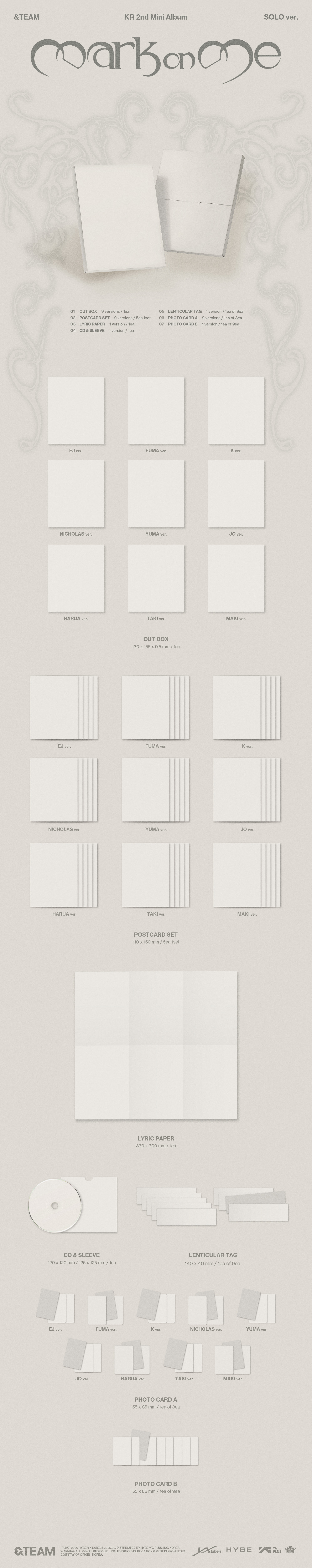 &TEAM - KR 2nd Mini Album 'Mark on Me' - SOLO ver. (Random Ver.) + Random Photocard (MAKESTAR)