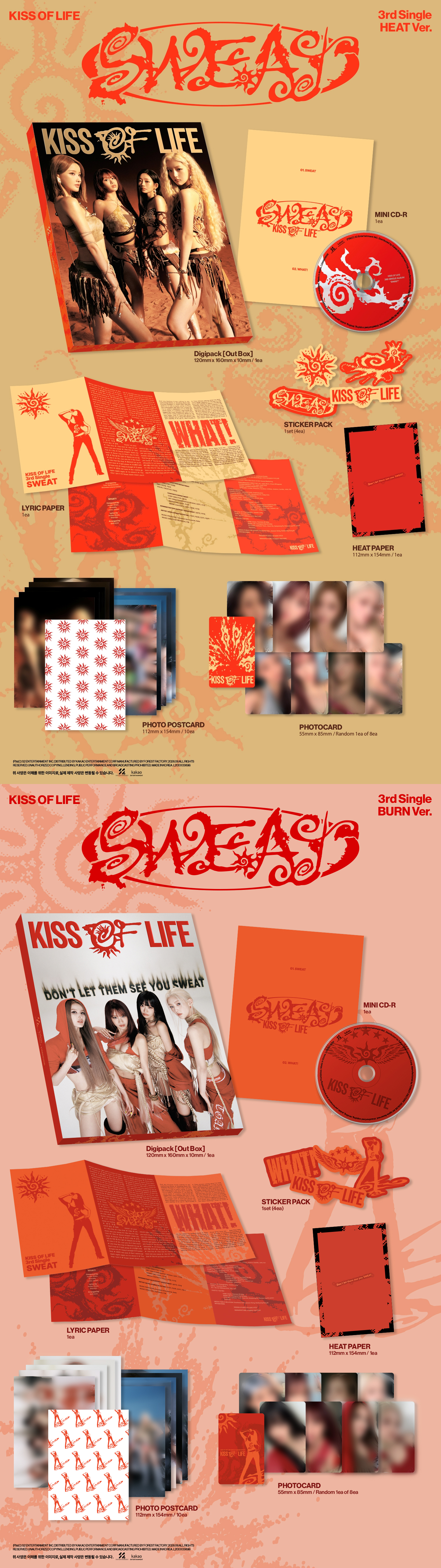 KISS OF LIFE - 3rd Single [SWEAT] (HEAT Ver. / BURN Ver.) (Random Ver.)