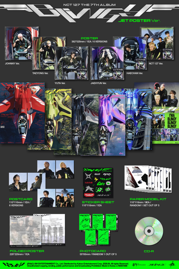 NCT 127 - 7th Full Album [BLINGY] (JET Poster Ver.) (Random Ver.)