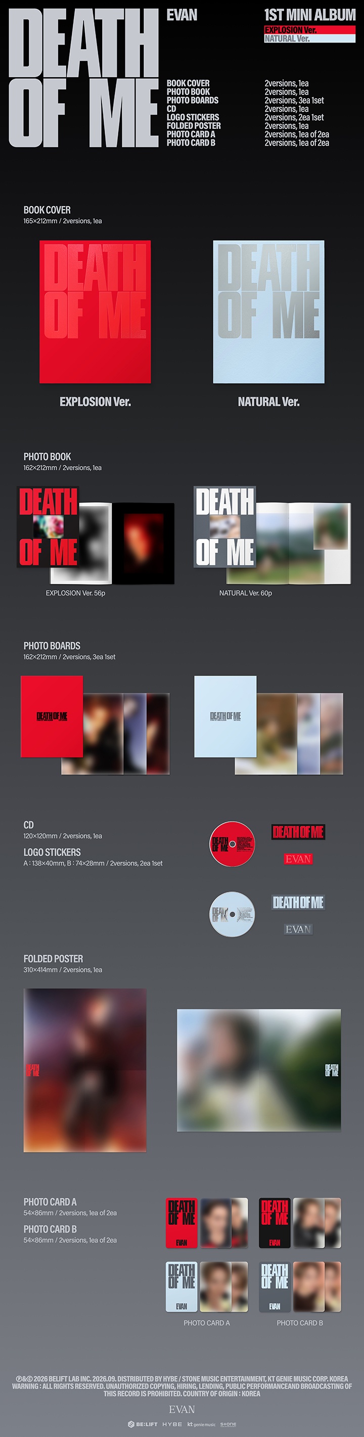 EVAN - 1st Mini Album 'DEATH OF ME' (Random) + Weverse Gift (WS)