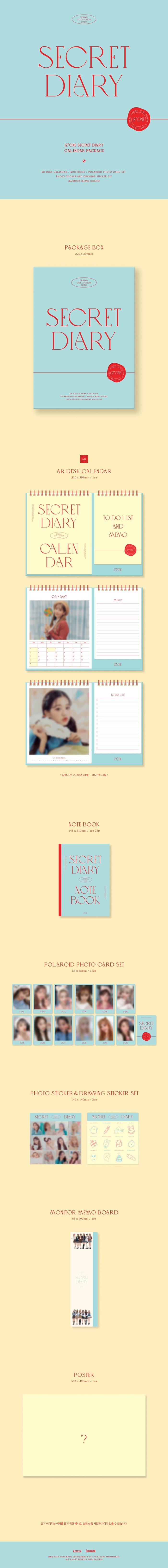 IZ*ONE - SECRET DIARY (CALENDAR PACKAGE)