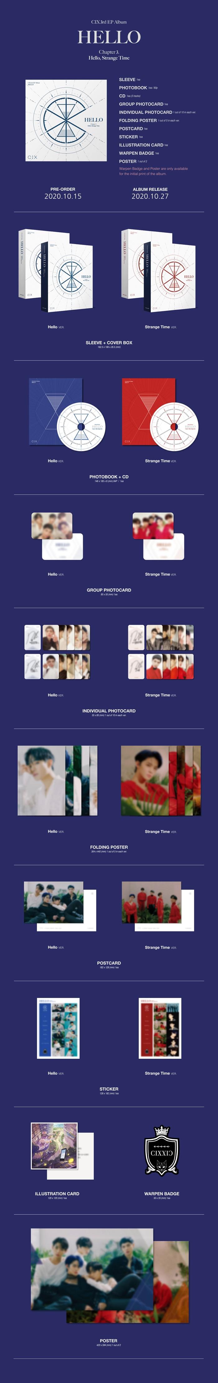 CIX 3rd EP [HELLO] Chapter 3. Hello, Strange Time (Random ver)