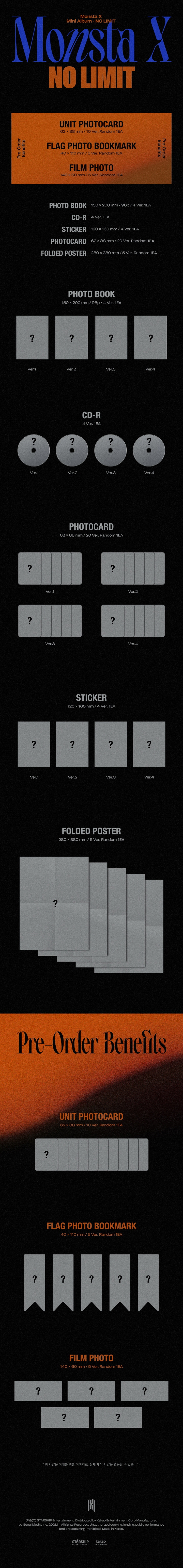 MONSTA X - 10th Mini Album [NO LIMIT] (Random Ver.)