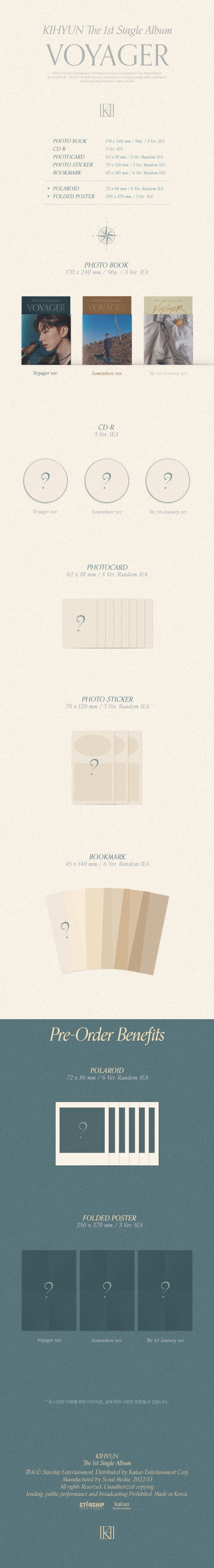 KIHYUN - 1st single [VOYAGER] Random ver (poster onpack)