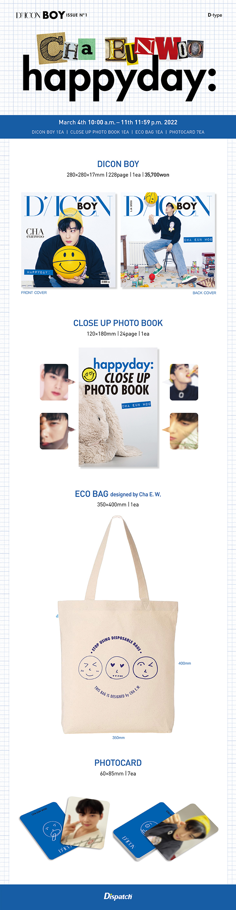 DICON BOY ISSUE N.1 CHA EUNWOO happyday D-type