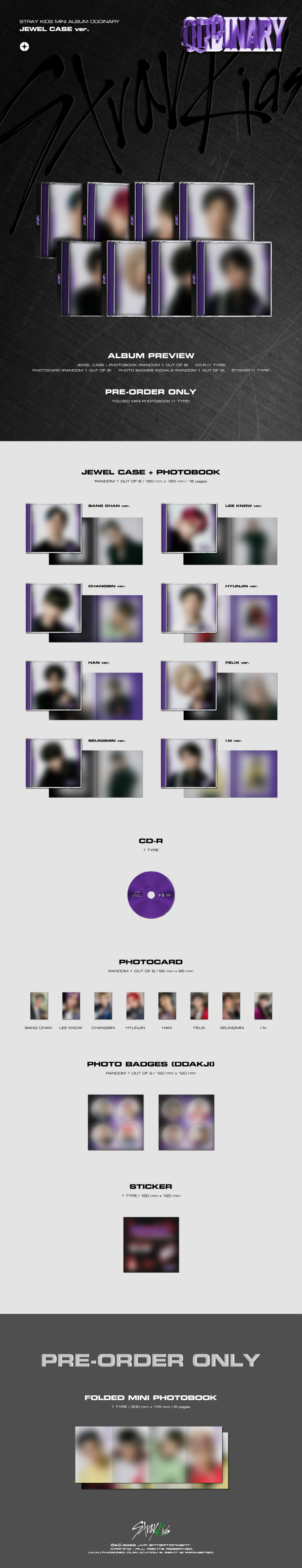 Stray Kids - 6th mini album [ODDINARY] JEWEL CASE ver (Random ver.)