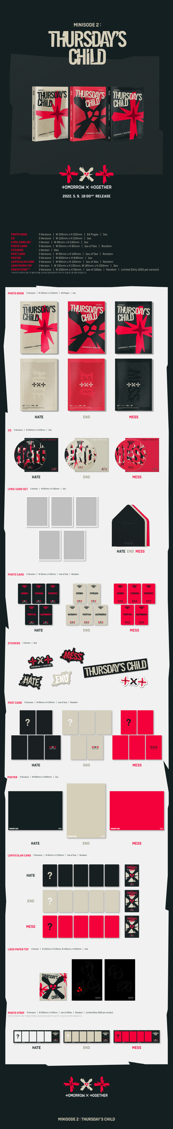 TOMORROW X TOGETHER (TXT) - 4th Mini Album [minisode 2 Thursday's Child] (Random ver.)