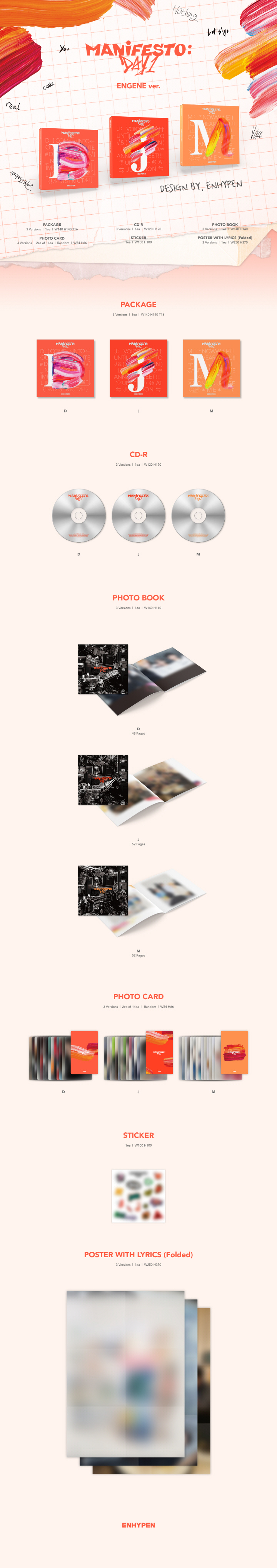 ENHYPEN - 3nd Mini Album [MANIFESTO : DAY 1] (ENGENE ver.) (Random ver.)