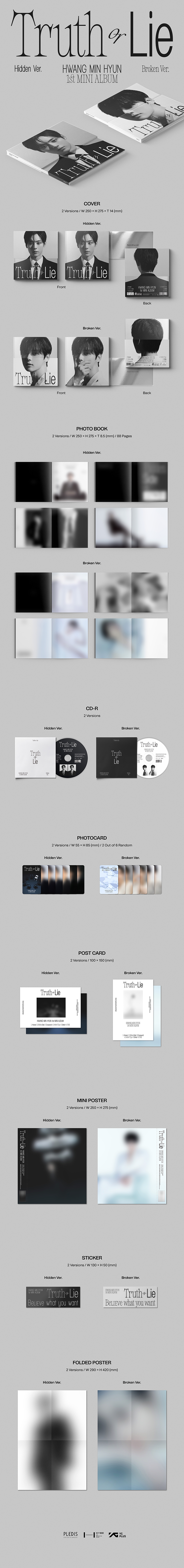[weverse] - HWANG MINHYUN ['Truth or Lie'] (1st MINI ALBUM) (Set) + photo card 3 / photo album 3