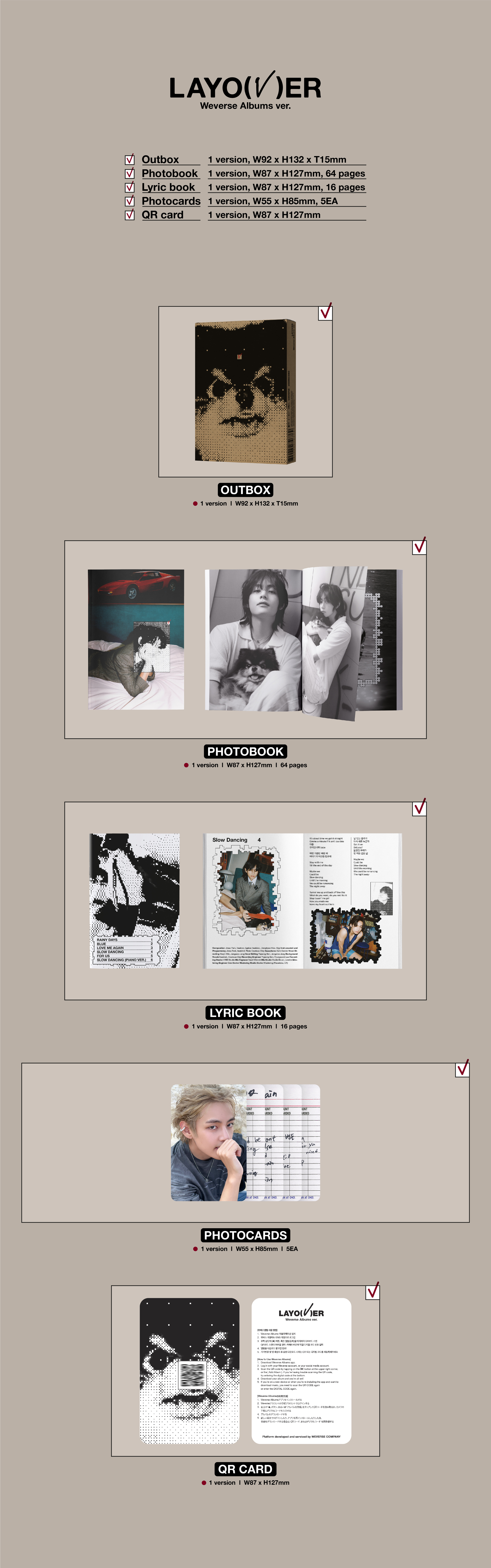 V (BTS) - 1st Mini Album [Layover] (Weverse Albums ver.)