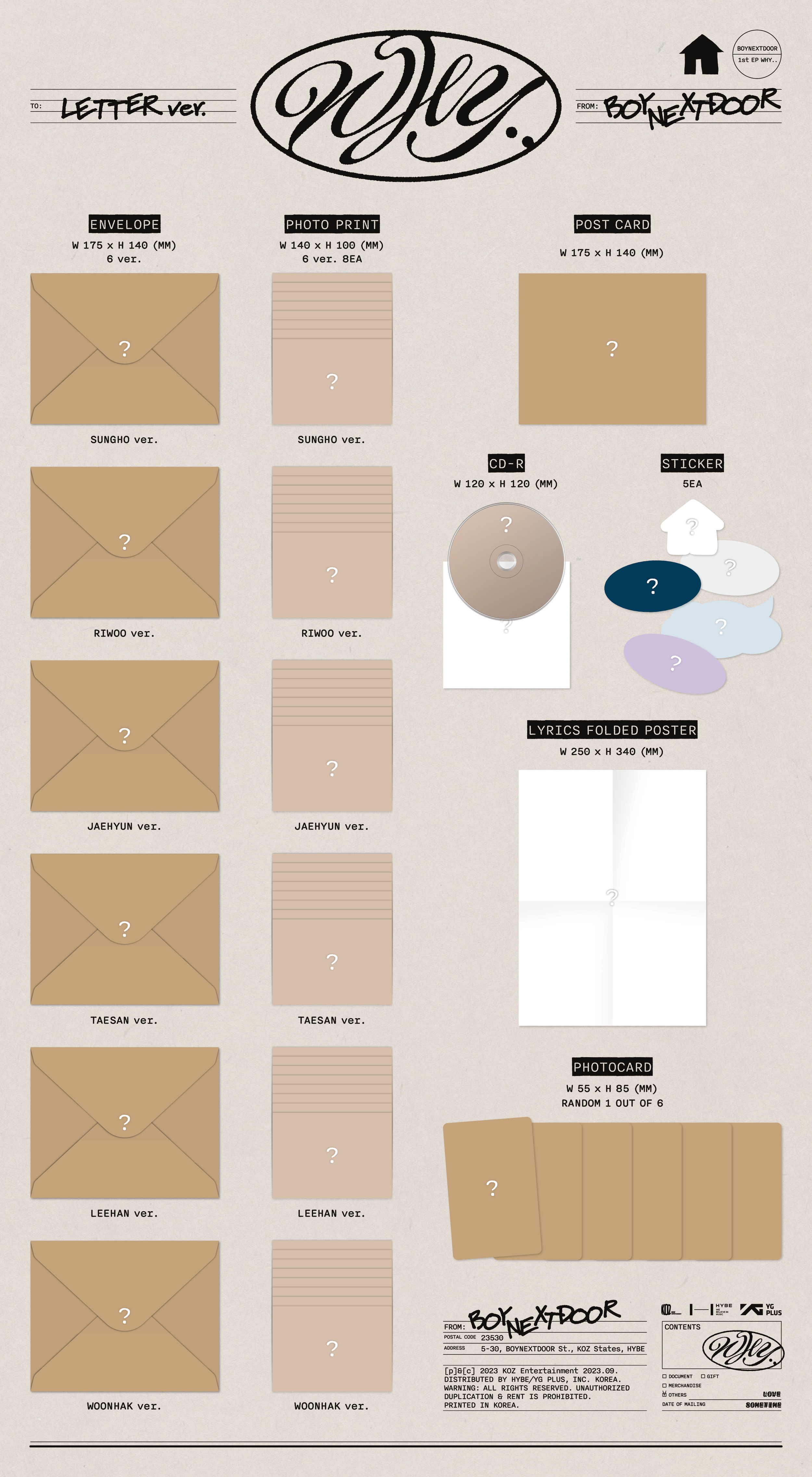 BOYNEXTDOOR - 1st EP [WHY..] (LETTER Random Ver.)