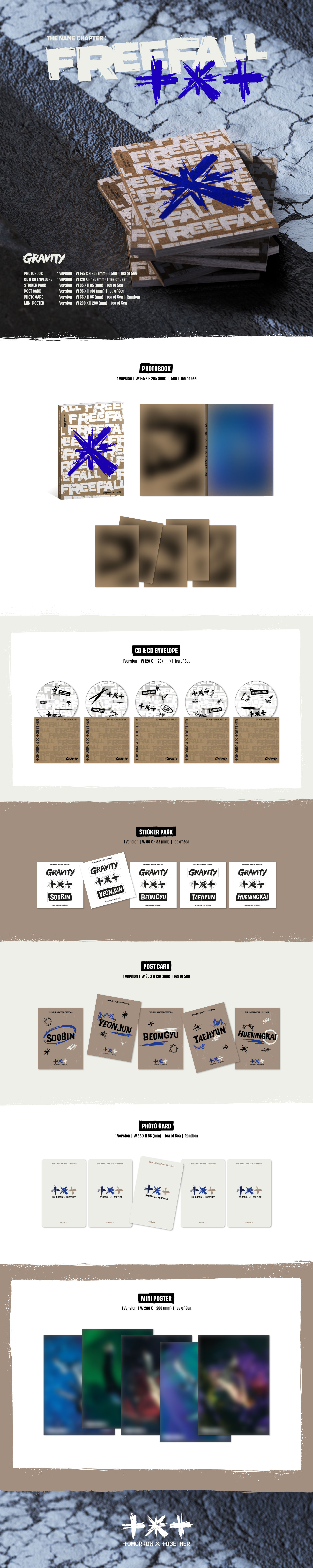 TOMORROW X TOGETHER (TXT) - 3rd Full Album [THE NAME CHAPTER : FREEFALL] (GRAVITY Ver.) (Random ver.)