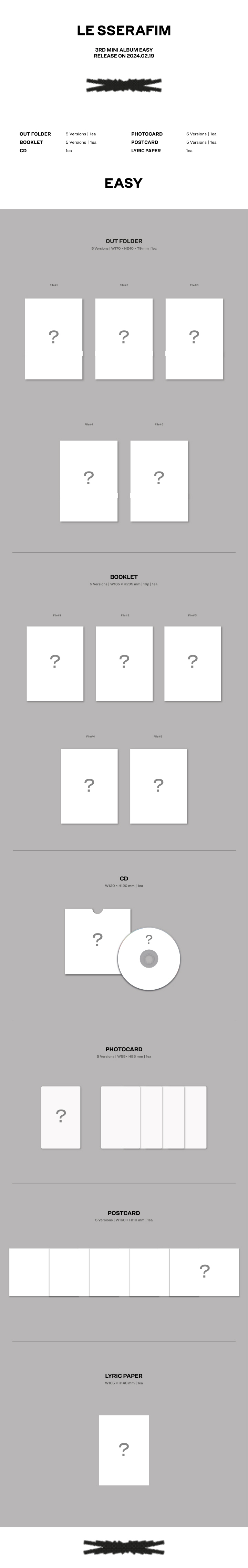 LE SSERAFIM - 3rd Mini Album 'EASY' (COMPACT ver.)(Random Ver.)