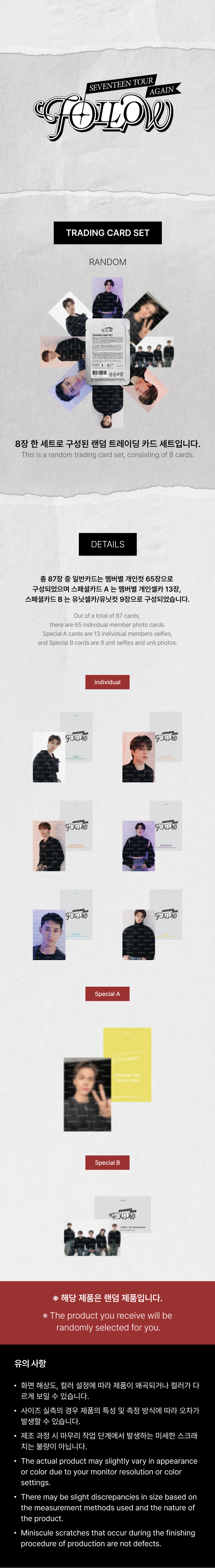 SEVENTEEN - TOUR 'FOLLOW' AGAIN TO INCHEON Trading Card Set (Shipping in June).